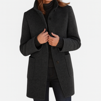 Verona | Ladies Coat with High Collar - Black