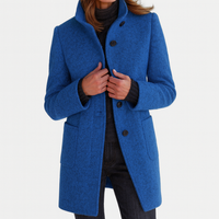 Verona | Ladies Coat with High Collar - Blue