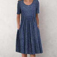 Gigi™ | Cotton Tummy Coverage Dress - Blue Dots