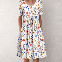 Gigi™ | Cotton Tummy Coverage Dress - Floral Red