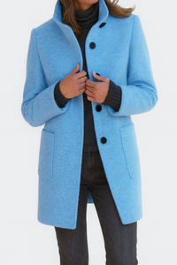 Verona | Ladies Coat with High Collar - Light Blue