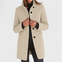 Verona | Ladies Coat with High Collar - Beige