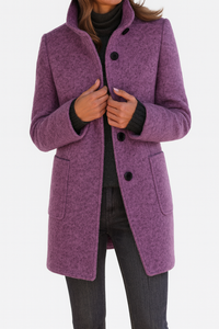 Verona | Ladies Coat with High Collar - Purple
