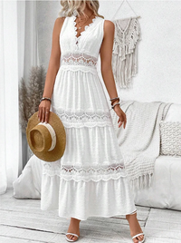Maika™ | Lace V-Neck Women Maxi Dress - XS