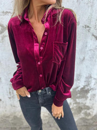 DAHLIA™ - Soft Velvet Shirt - Red