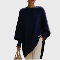 Livia I oversized poncho-sweater - Navy Blue