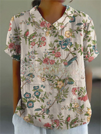 MARLENE™ | Women Vintage Print Shirt - Grey