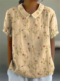 MARLENE™ | Women Vintage Print Shirt - Vintage Yellow