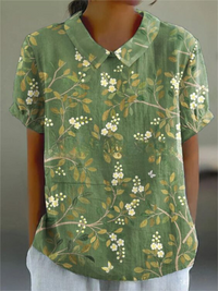 MARLENE™ | Women Vintage Print Shirt - Green 2
