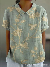 MARLENE™ | Women Vintage Print Shirt - Green Yellow