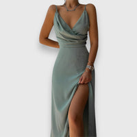 Rona™ | Sophisticated Women Slit Maxi Dress - Mint