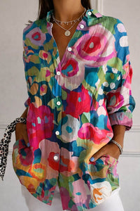 Sylvia | Floral Print Blouse in Soft Colours - Flowers 1