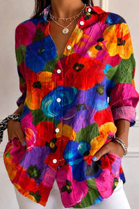Sylvia | Floral Print Blouse in Soft Colours - Flowers 2