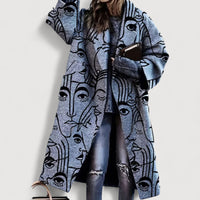 MIRELLE – STYLISH COAT - Blue Pattern