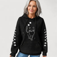 NELLY – CAT PRINT HOODIE - Black