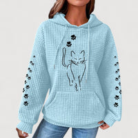 NELLY – CAT PRINT HOODIE - Light Blue