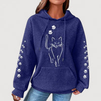 NELLY – CAT PRINT HOODIE - Navy Blue