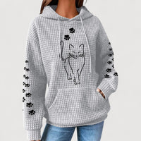 NELLY – CAT PRINT HOODIE - Grey