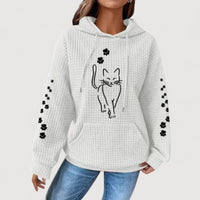 NELLY – CAT PRINT HOODIE - White
