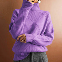 Eleanor™ | Textured Turtleneck Knit Sweater - Light Purple