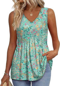 ELIORA™ | Effortless Flowy Sleeveless Tank Top - Green Floral