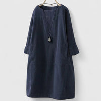 Lorra | Comfortable Midi Dress - Navy Blue