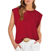SAMPAGUITA™ –  Comfy Loose Fit Crew Neck Summer Top - Claret
