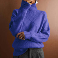 Eleanor™ | Textured Turtleneck Knit Sweater - Blue