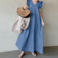 Alma™| Loose Fit Summer Sleeveless Ruffled Maxi Dress - Sky Blue