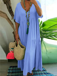 Linnea™ | Soft Ruffle V-Neck Women Maxi Dress - Light Blue