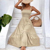Fiorelle™ | Vintage Frill Hem Shirred Backless Sundress - Apricot