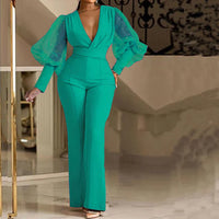 Mikaela™ Elegant Jumpsuit | Embellished Wrap-Front Jumpsuit - Green