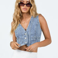 BLAISE™ | Women Sleeveless Denim Crop Top - Blue
