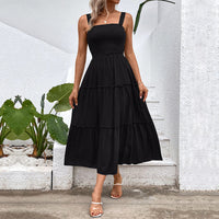 Fiorelle™ | Vintage Frill Hem Shirred Backless Sundress - Black