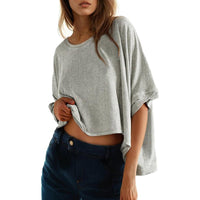 JOLI™ | Women Classic Oversized Loose-Fit Tee - Light Gre