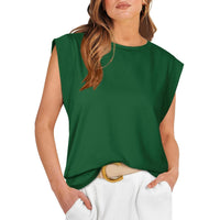 SAMPAGUITA™ –  Comfy Loose Fit Crew Neck Summer Top - Dark Green
