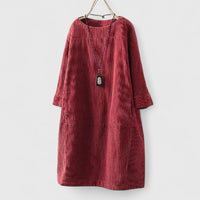 Lorra | Comfortable Midi Dress - Claret