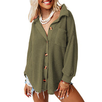 KUMOT™ - Comfy Long Sleeve Button Down Collared Blouse - Green