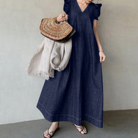 Alma™| Loose Fit Summer Sleeveless Ruffled Maxi Dress - Dark Blue