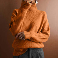 Eleanor™ | Textured Turtleneck Knit Sweater - Orange