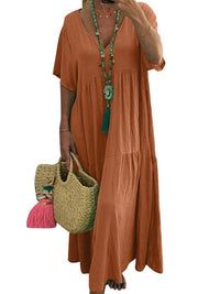 Linnea™ | Soft Ruffle V-Neck Women Maxi Dress - Orange