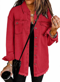 Roxane™ - Classic Everyday Denim Jacket - Red