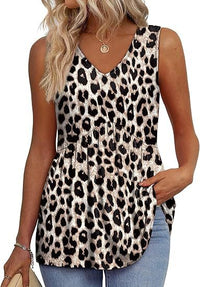 ELIORA™ | Effortless Flowy Sleeveless Tank Top - Leopard Print