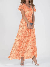 Brenda™ | Flowing Women Floral Maxi Dress - Orange