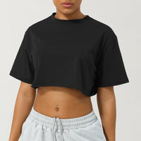 CASSIA™ | Women Relaxed Fit Crop Tee - Black