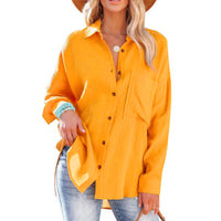 WOLLY™ - Casual Button Down Long Sleeve Blouse - Yellow