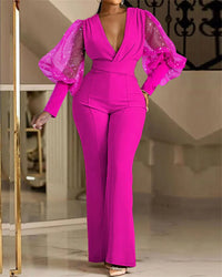 Mikaela™ Elegant Jumpsuit | Embellished Wrap-Front Jumpsuit - Pink
