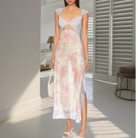 Jaemily™| Cozy Ditsy Floral Sleeveless Maxi Sundress - White