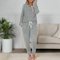 Lupita | Women Long Sleeve Two Piece Set - Grey