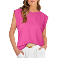 SAMPAGUITA™ –  Comfy Loose Fit Crew Neck Summer Top - Pink